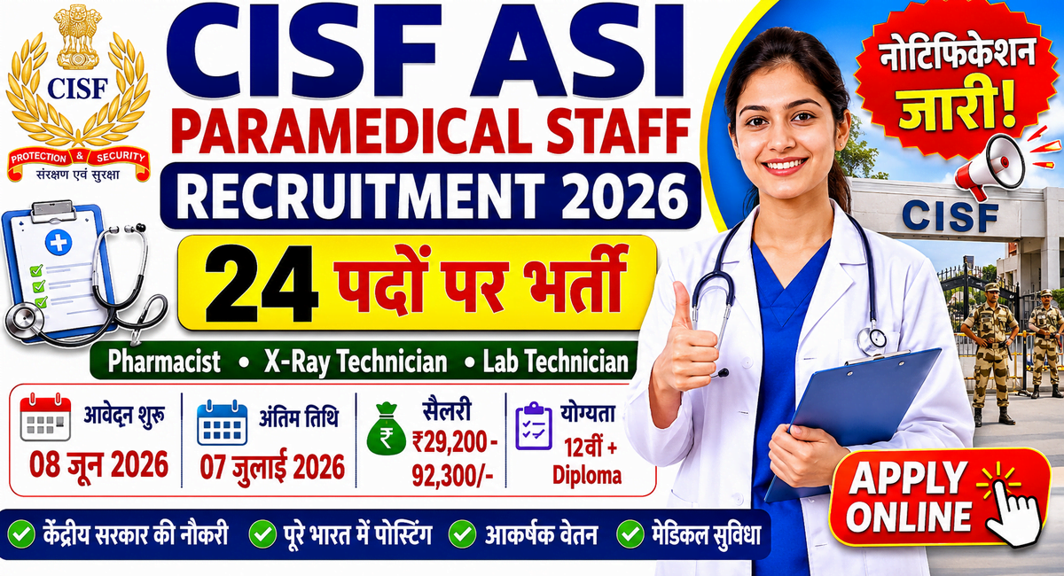 CISF ASI Paramedical Staff Recruitment 2026