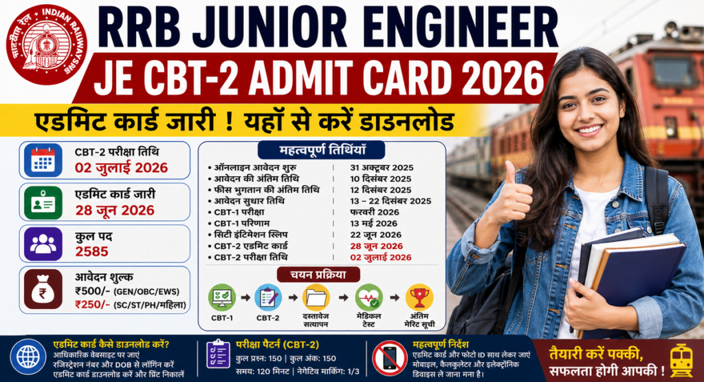 RRB Junior Engineer JE CBT-2 Admit Card 2026