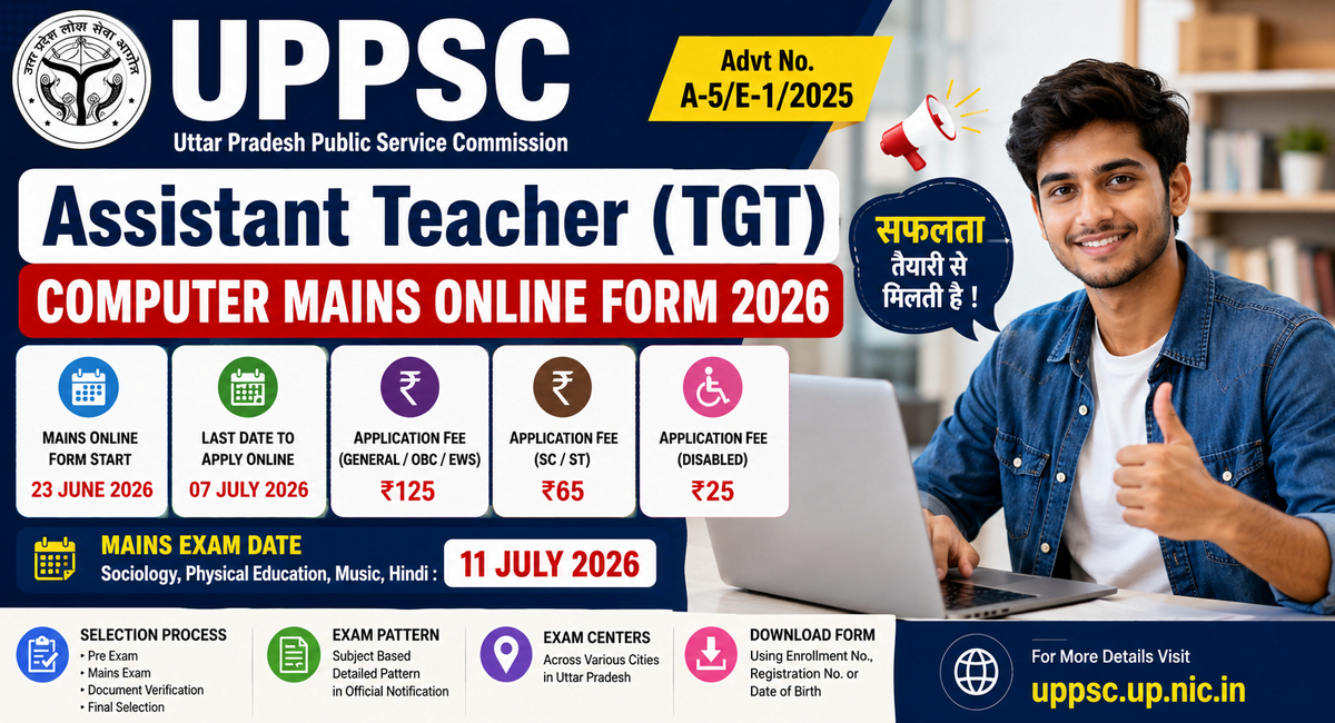 UPPSC Assistant Teacher (TGT) Computer Mains Online Form 2026
