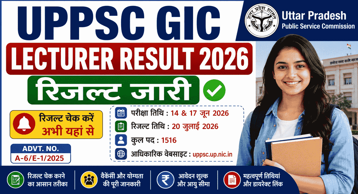 UPPSC GIC Lecturer Result 2026