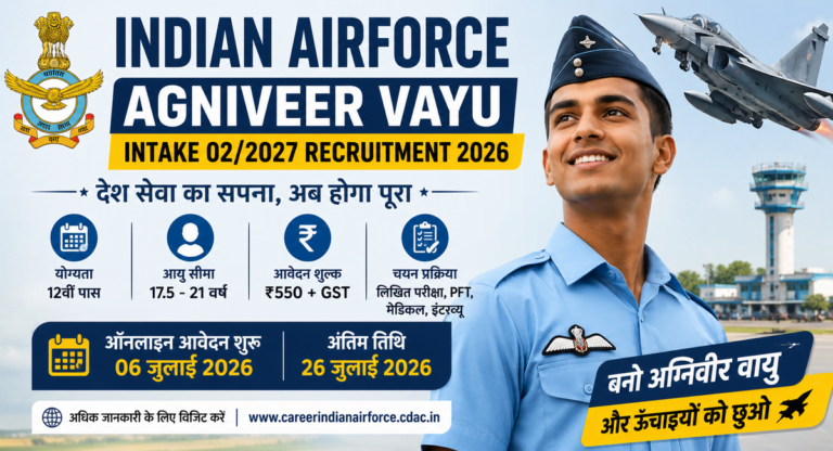 Indian Airforce Agniveer Vayu Intake 02/2027 Recruitment 2026
