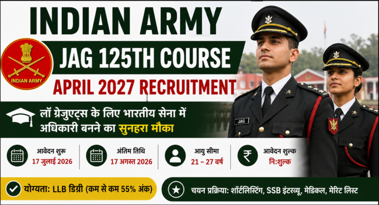 Indian Army JAG 125th Course April 2027 Recruitment 2026