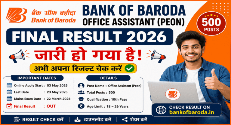 Bank of Baroda Office Assistant Final Result 2026