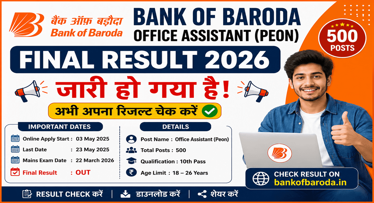 Bank of Baroda Office Assistant Final Result 2026