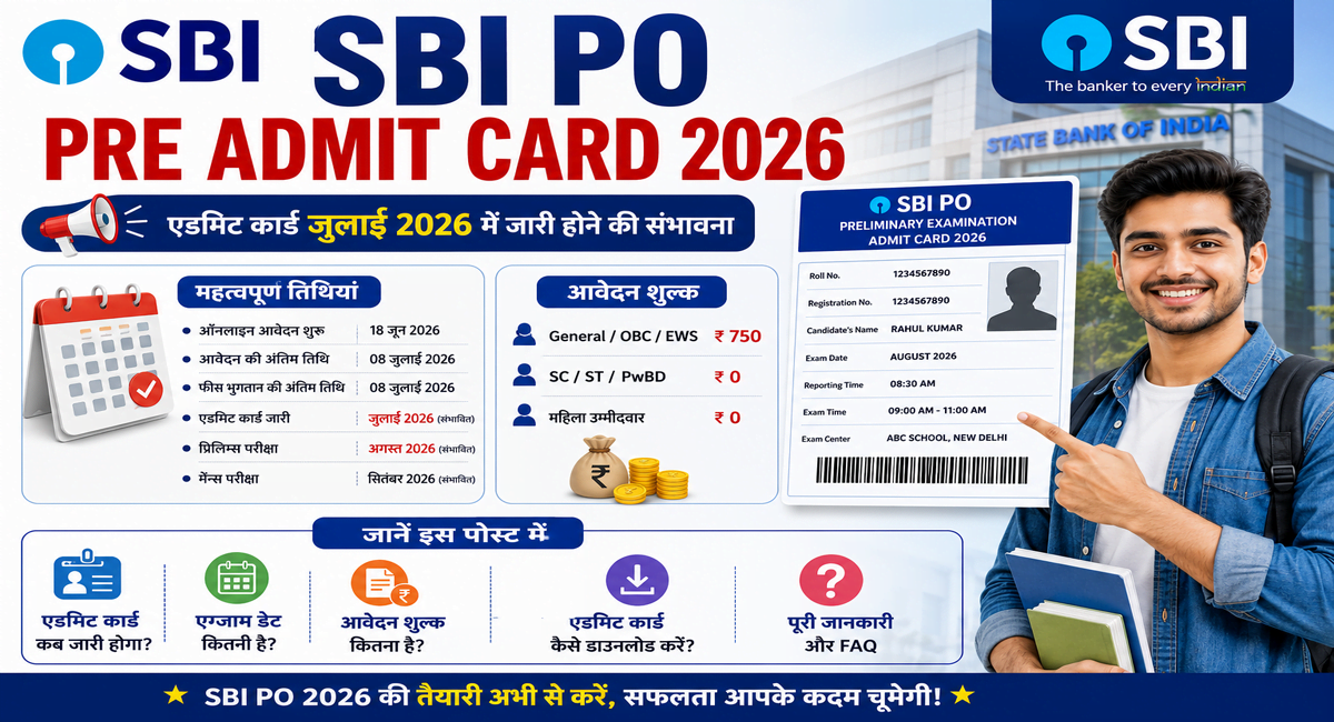 SBI PO Pre Admit Card 2026