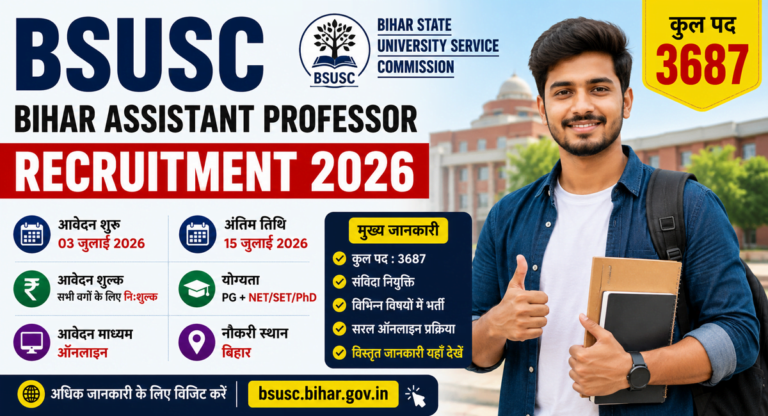 BSUSC Bihar Assistant Professor Recruitment 2026