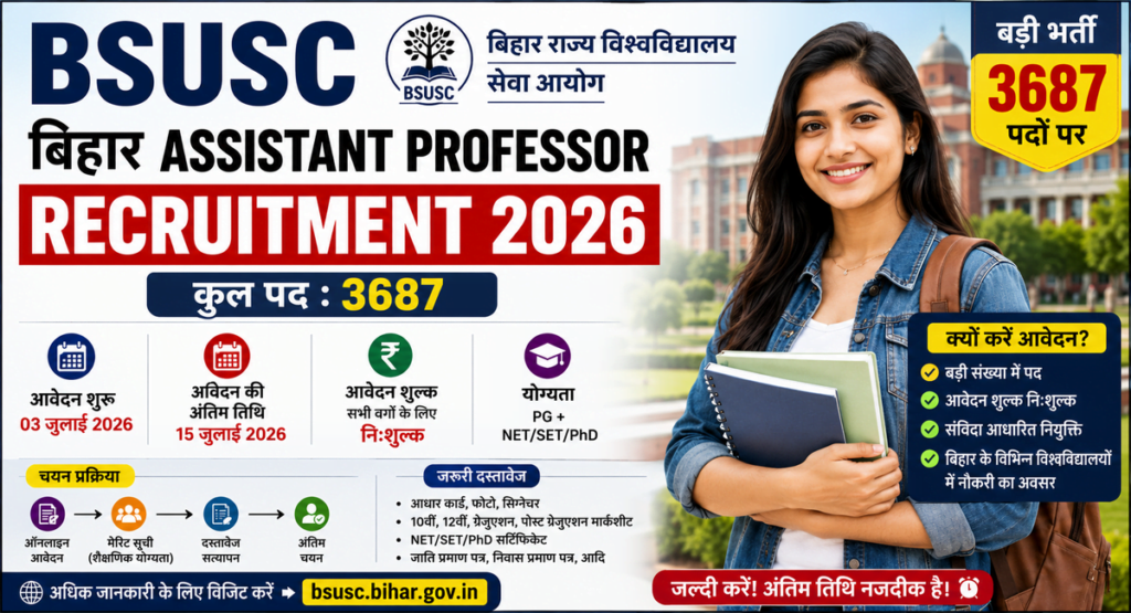 BSUSC Bihar Assistant Professor Recruitment 2026