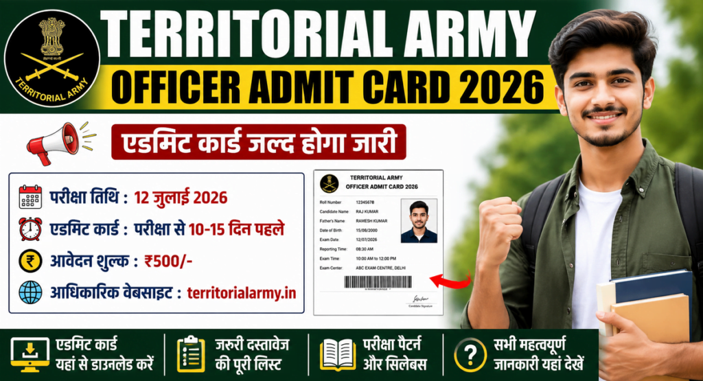 Territorial Army Officer Admit Card 2026