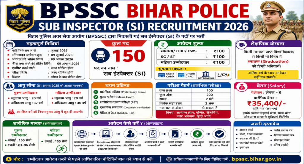 BPSSC Bihar Police Sub Inspector SI Recruitment 2026