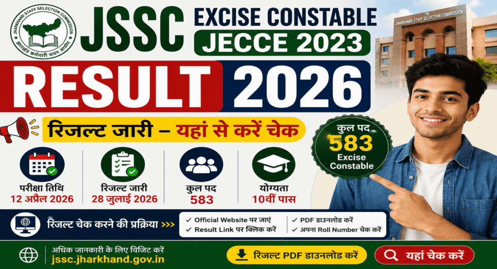 JSSC Excise Constable JECCE 2023 Result 2026
