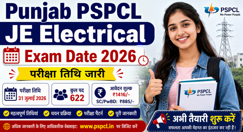 Punjab PSPCL JE Electrical Exam Date 2026