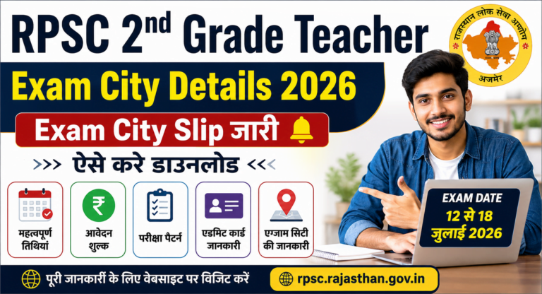 RPSC 2nd Grade Teacher Exam City Details 2026