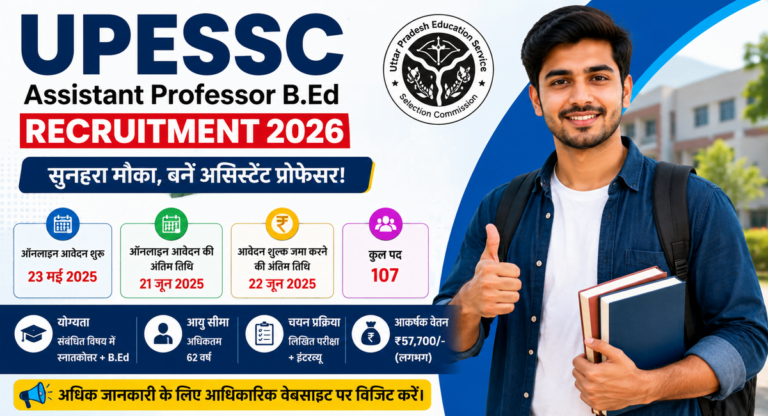 UPESSC Assistant Professor B.Ed Recruitment 2026