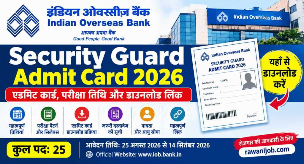 Indian Overseas Bank Security Guard Admit Card 2026